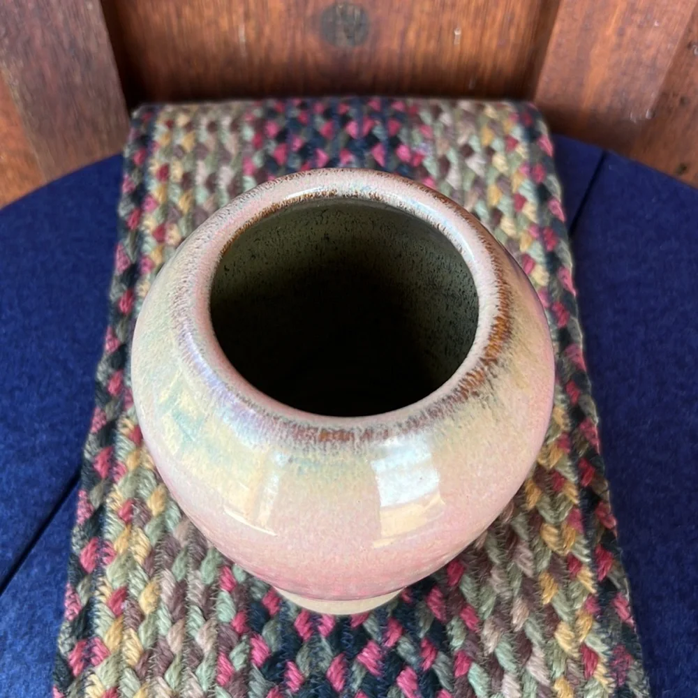 Handmade Pottery Vase Pink Glaze stoneware T. Gregory